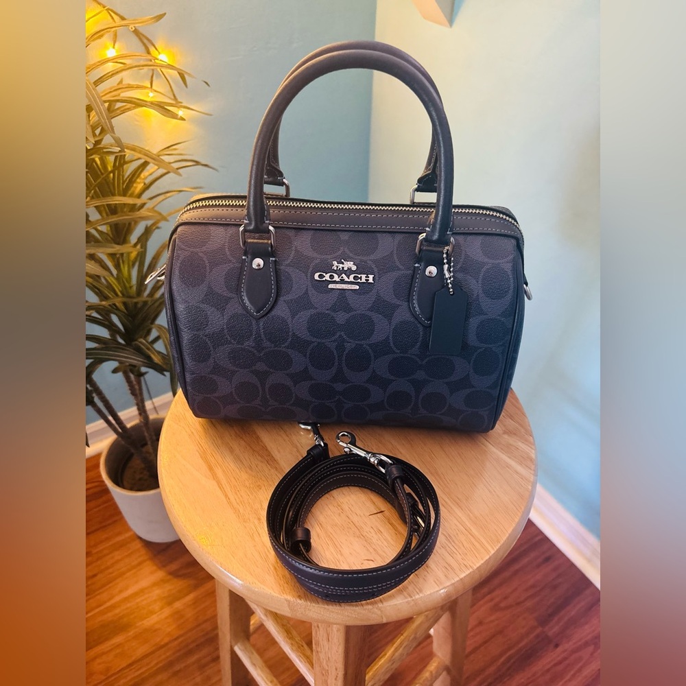 Coach NWT Midnight Blue Rowan Satchel Bag
